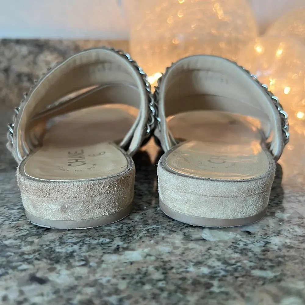 CHANEL tan suede